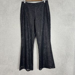 Petite Sophisticate pants‎ womens 8 black floral lace overlay whimsygoth witchy
